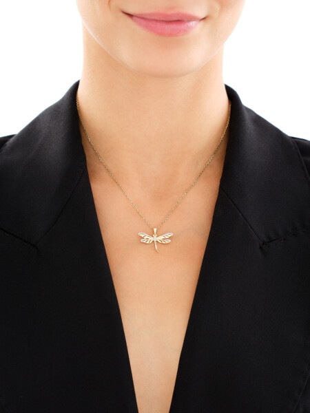 14 K Rhodium-Plated Yellow Gold Pendant with Diamonds - 0,07 ct - fineness 14 K