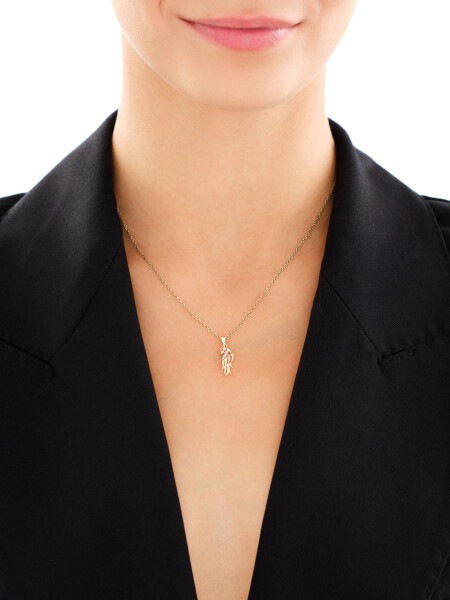 9 K Rhodium-Plated Yellow Gold Pendant with Diamonds - 0,01 ct - fineness 9 K