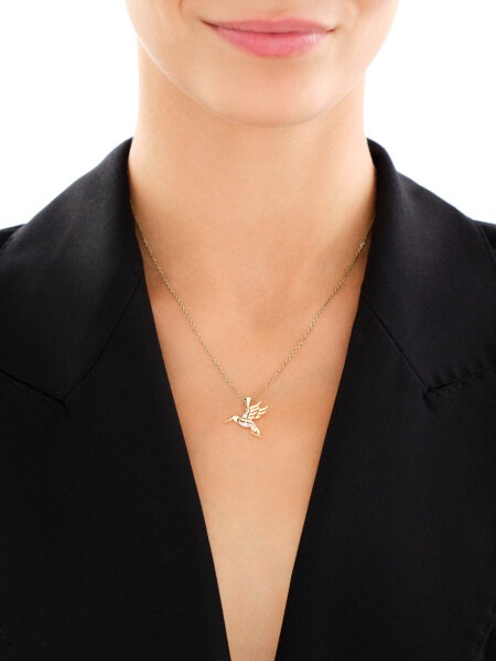 9 K Rhodium-Plated Yellow Gold Pendant with Diamonds - 0,03 ct - fineness 9 K