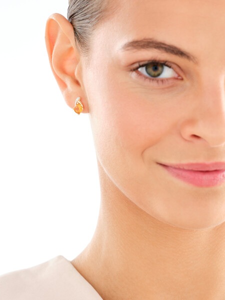 9 K Rhodium-Plated Yellow Gold Earrings  - fineness 9 K