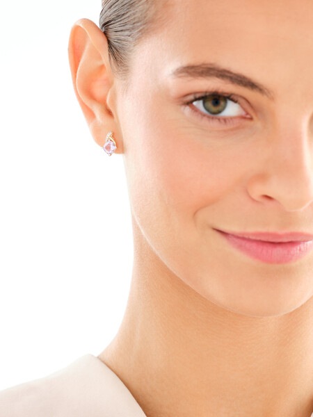 9 K Rhodium-Plated Yellow Gold Earrings  - fineness 9 K