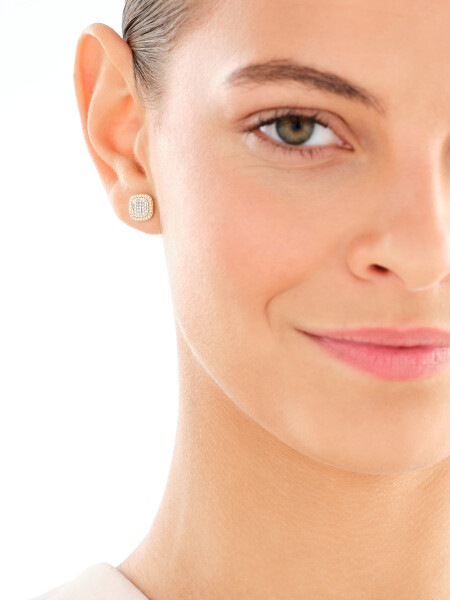 14 K Rhodium-Plated Yellow Gold Earrings with Diamonds - 0,25 ct - fineness 14 K