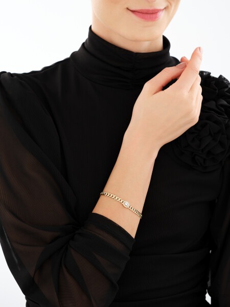  Yellow Gold Bracelet with Synthetic Quartz