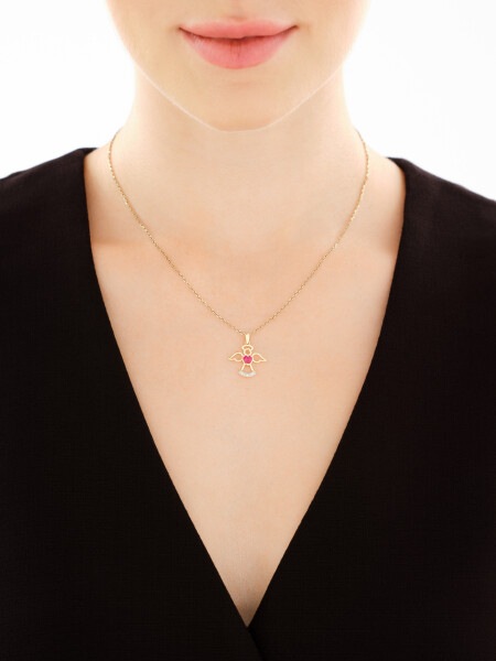 9 K Rhodium-Plated Yellow Gold Pendant  - fineness 9 K