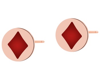 Kolczyki ze stali szlachetnej z emalią - karo