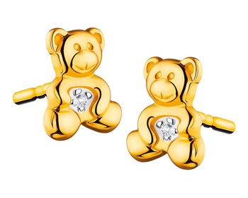 Yellow gold earrings with diamonds 0,004 ct - fineness 14 K