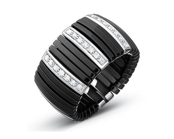 Ceramic and white gold ring with brilliants 0,21 ct - fineness 18 K