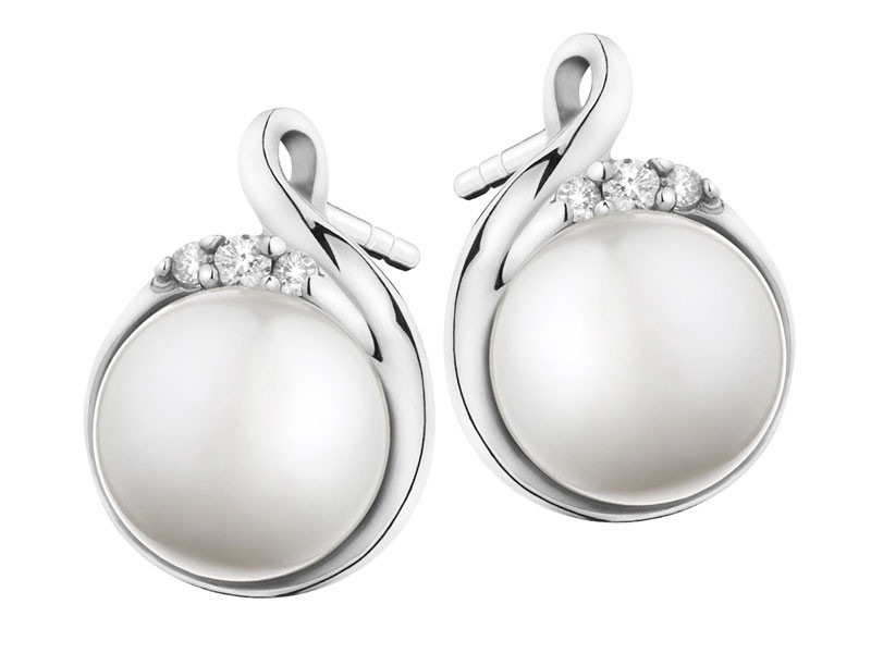 Kolczyki srebrne z perłą i cyrkoniami