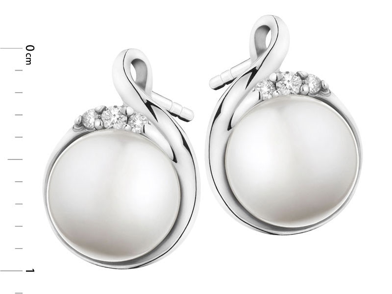 Kolczyki srebrne z perłą i cyrkoniami