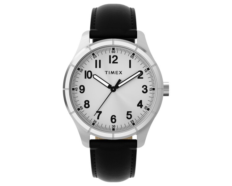 Timex Main Street 42mm Leather Strap Watch