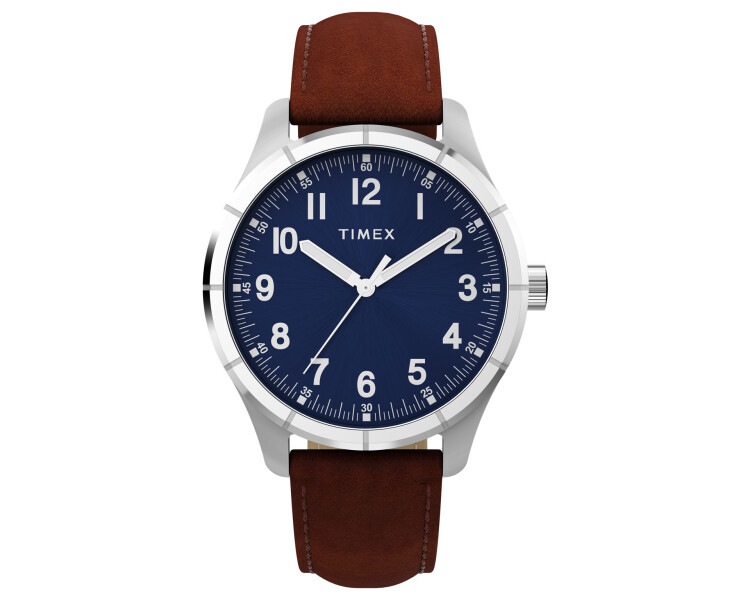Timex Main Street 42mm Leather Strap Watch
