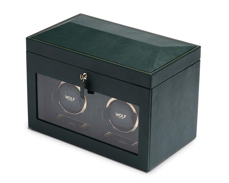 British Racing Double Watch Winder with storage Green