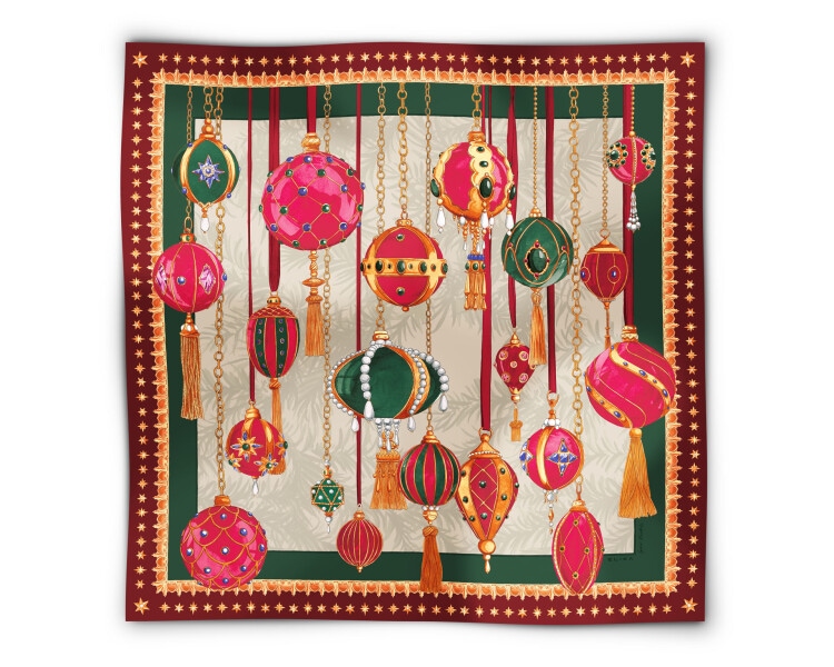 Apaszka jedwabna - Christmas Magic, 45 x 45 cm