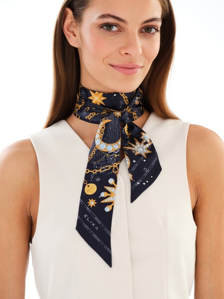 Szarfa jedwabna - Galactic Whisper, 5 x 120 cm