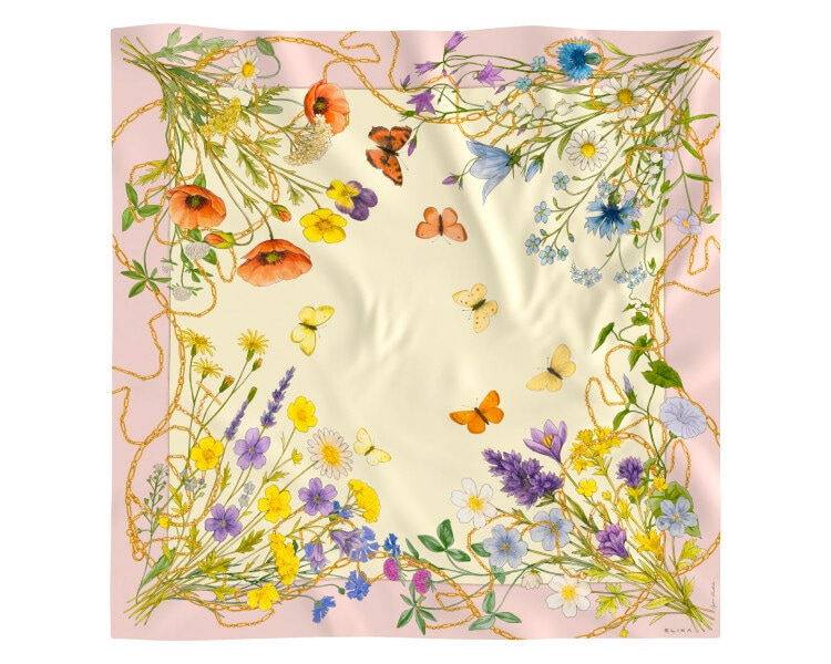 Apaszka jedwabna - Meadow Dreams, 85 x 85 cm