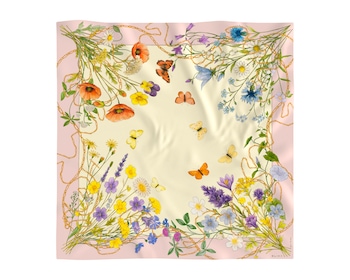 Apaszka jedwabna - Meadow Dreams, 44 x 44 cm