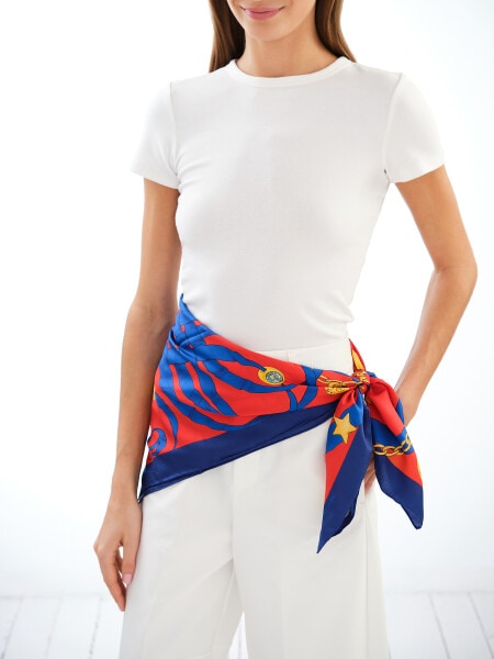 Apaszka jedwabna - Portofino Red, 85 x 85 cm