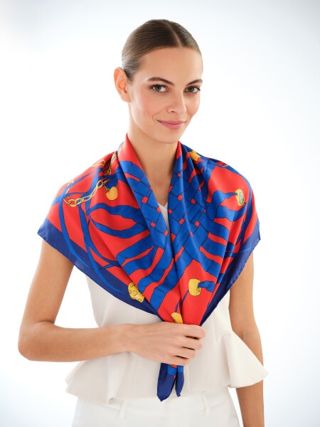 Apaszka jedwabna - Portofino Red, 85 x 85 cm