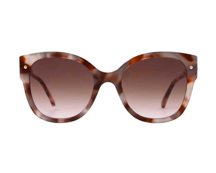 Okulary przeciwsłoneczne damskie, prostokątne, brązowe z ozdobnymi perłami