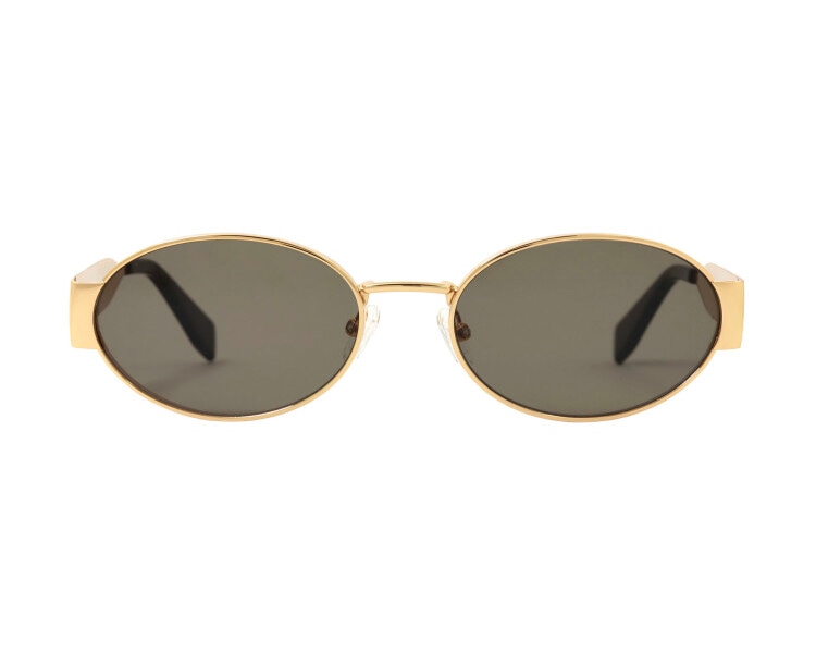 Okulary przeciwsłoneczne damskie, okrągłe, złote