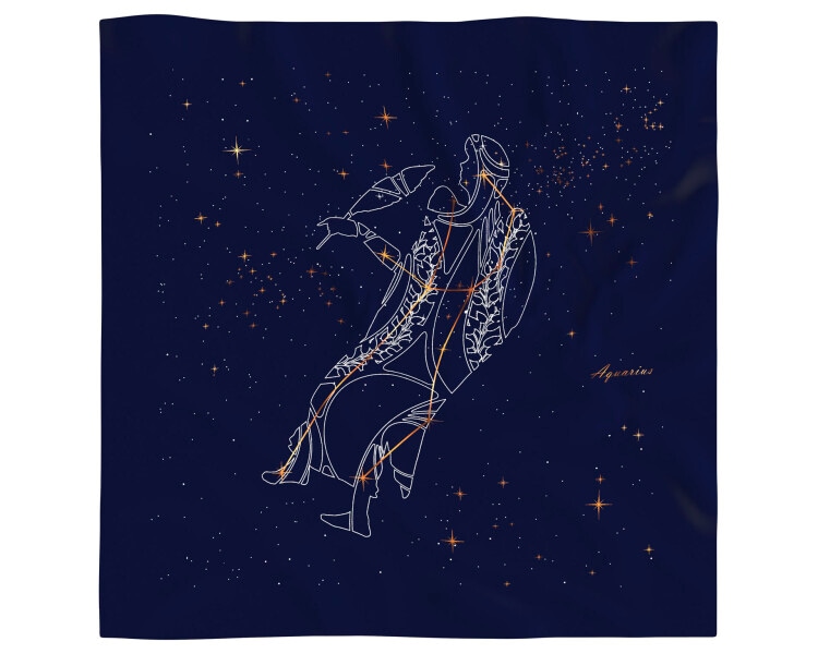 Hedvábný šátek se znamením zvěrokruhu – Vodnář, 52 cm × 52 cm