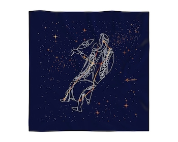 Hedvábný šátek se znamením zvěrokruhu – Vodnář, 52 cm × 52 cm