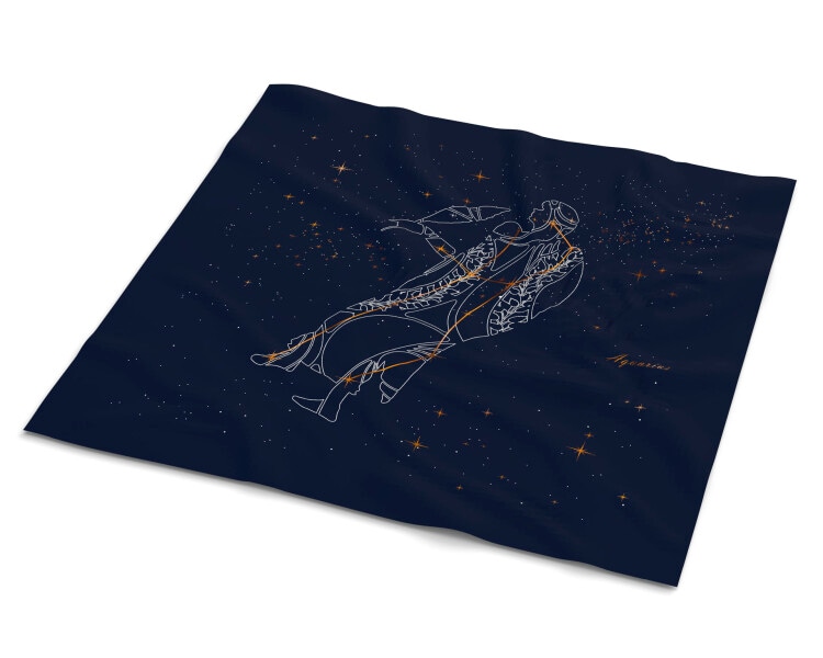 Hedvábný šátek se znamením zvěrokruhu – Vodnář, 52 cm × 52 cm