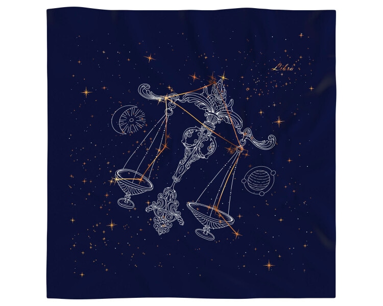 Hedvábný šátek se znamením zvěrokruhu – Váhy, 52 cm × 52 cm