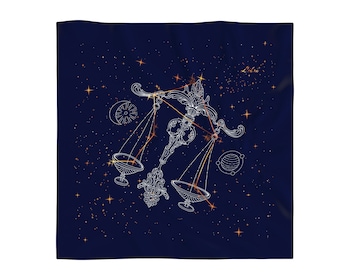 Hedvábný šátek se znamením zvěrokruhu – Váhy, 52 cm × 52 cm