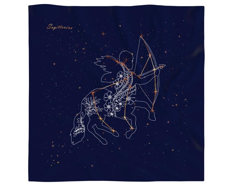 Hedvábný šátek se znamením zvěrokruhu – Střelec, 52 cm × 52 cm
