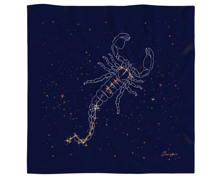 Hedvábný šátek se znamením zvěrokruhu – Štír, 52 cm × 52 cm