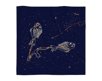 Hedvábný šátek se znamením zvěrokruhu – Ryby, 52 cm × 52 cm