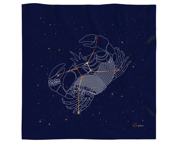 Hedvábný šátek se znamením zvěrokruhu – Rak, 52 cm × 52 cm