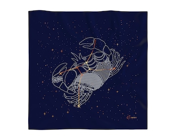 Hedvábný šátek se znamením zvěrokruhu – Rak, 52 cm × 52 cm