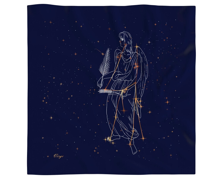 Hedvábný šátek se znamením zvěrokruhu – Panna, 52 cm × 52 cm
