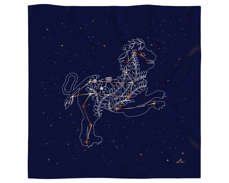 Hedvábný šátek se znamením zvěrokruhu – Lev, 52 cm × 52 cm