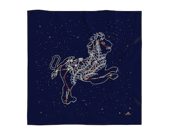 Hedvábný šátek se znamením zvěrokruhu – Lev, 52 cm × 52 cm