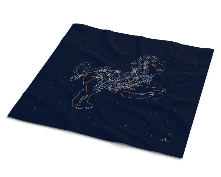 Hedvábný šátek se znamením zvěrokruhu – Lev, 52 cm × 52 cm