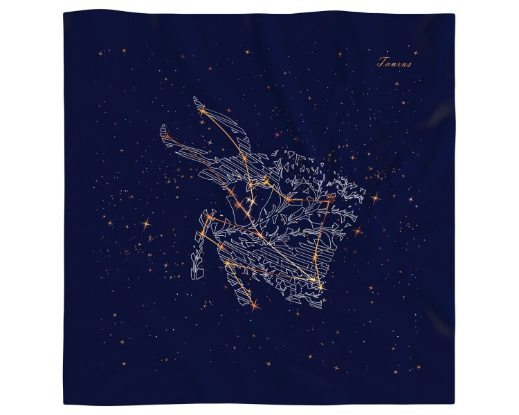 Hedvábný šátek se znamením zvěrokruhu – Býk, 52 cm × 52 cm