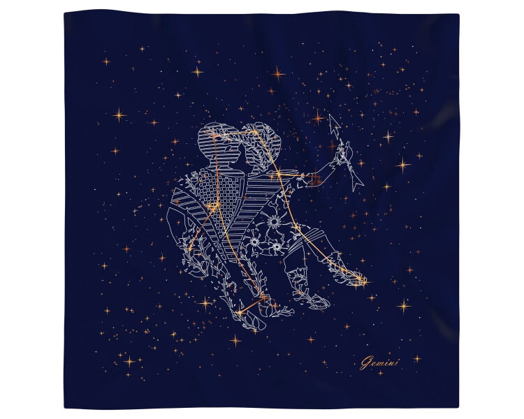Hedvábný šátek se znamením zvěrokruhu – Blíženci, 52 cm × 52 cm