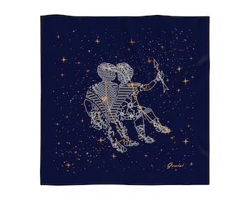 Hedvábný šátek se znamením zvěrokruhu – Blíženci, 52 cm × 52 cm