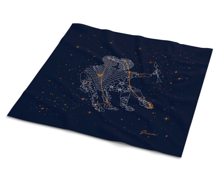 Hedvábný šátek se znamením zvěrokruhu – Blíženci, 52 cm × 52 cm