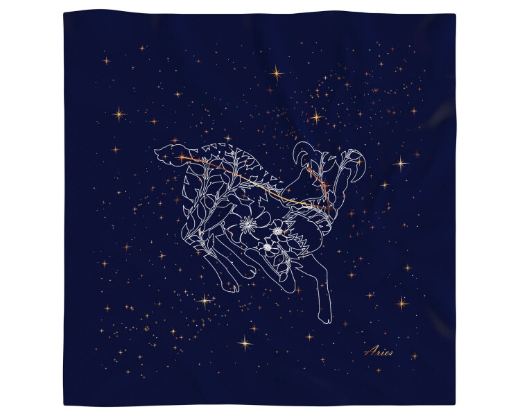 Hedvábný šátek se znamením zvěrokruhu – Beran, 52 cm × 52 cm