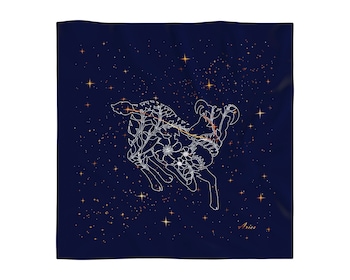 Hedvábný šátek se znamením zvěrokruhu – Beran, 52 cm × 52 cm