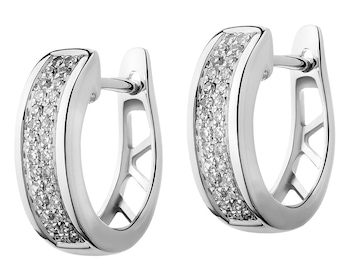 White gold earrings with diamonds 0,10 ct - fineness 9 K