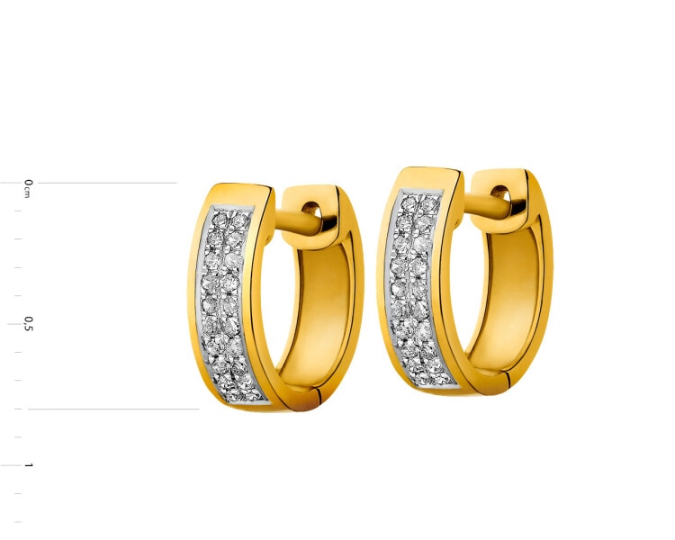 Yellow gold earrings with diamonds 0,09 ct - fineness 9 K