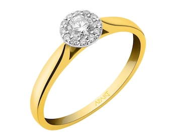 Yellow and white gold ring with diamonds 0,25 ct - fineness 14 K