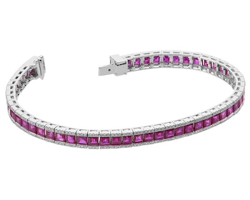 White gold bracelet with brilliants and rubies - fineness 14 K