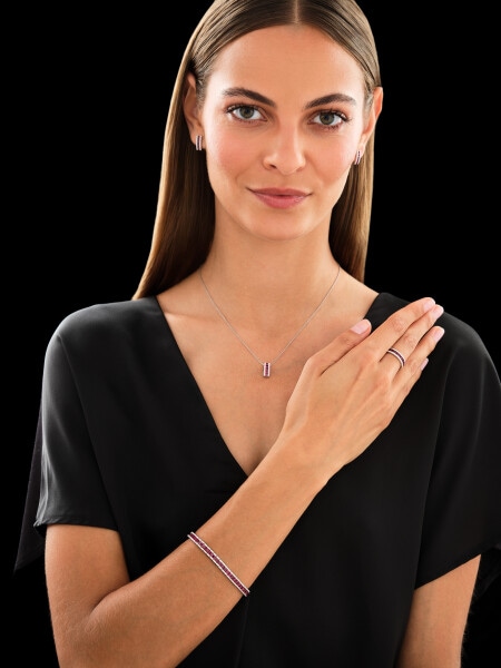 White gold bracelet with brilliants and rubies - fineness 14 K