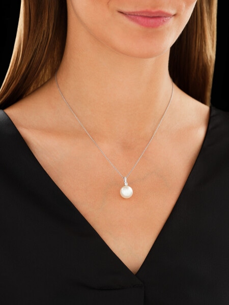 White gold pendant with brilliants and South Sea pearl - fineness 14 K